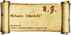 Mihain Zdenkó névjegykártya
